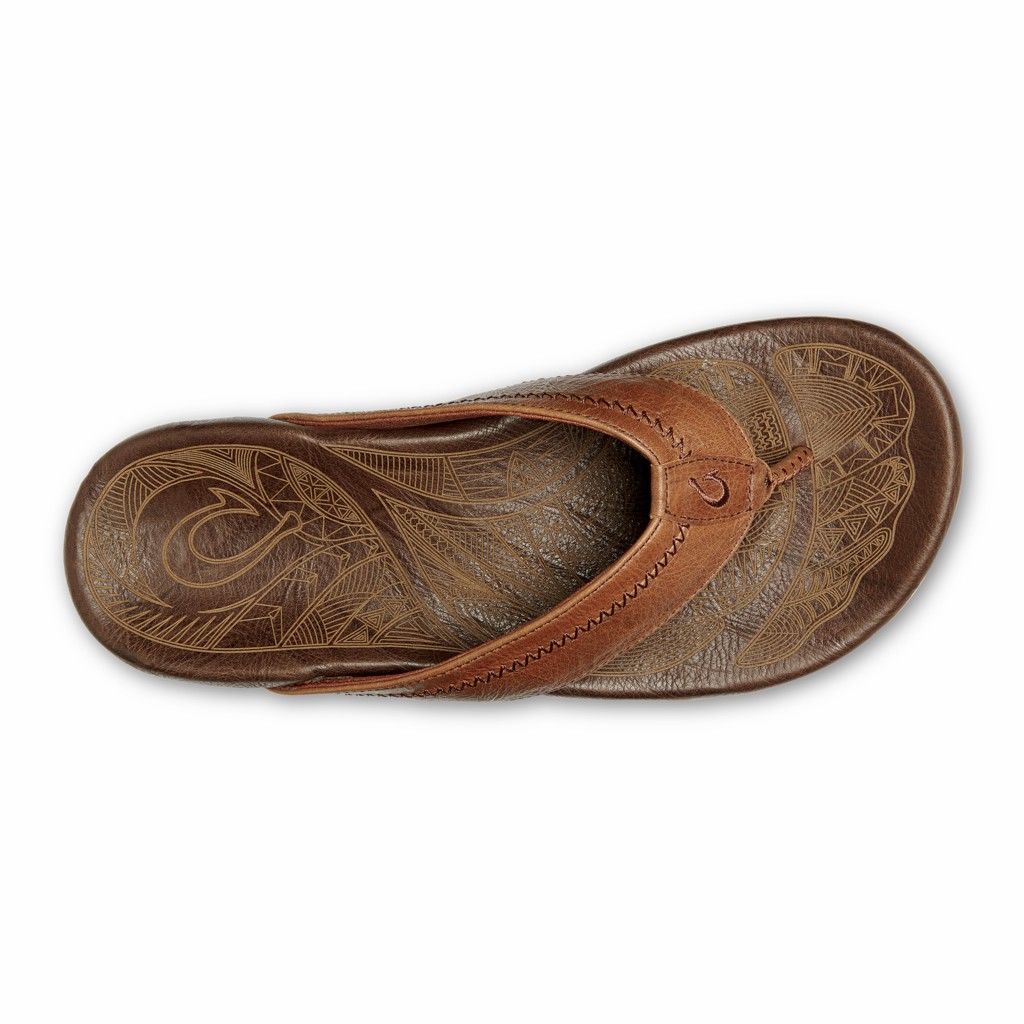 Olukai Men's Hiapo Flip Flop - Rum / Dark Wood US679-284